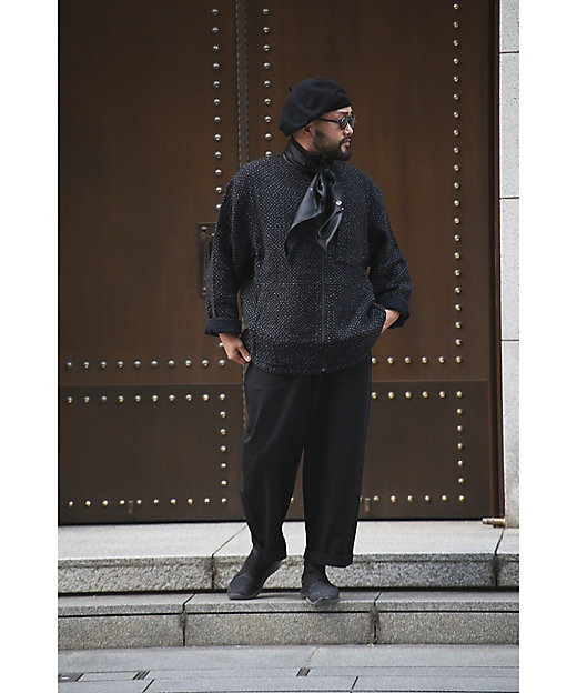 NEW SASHIKO ZIP UP JACKET BLACK PCー