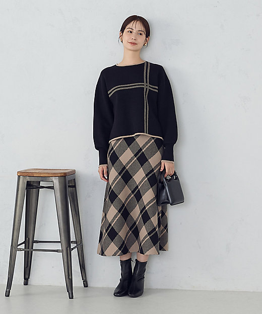 チェック柄 ニットスカート ／ セットアップ対応（1250FM11