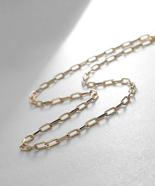 K18中空プリムケーブルチェーンロング ネックレスL（43cm