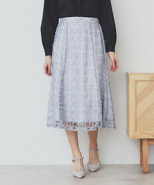 フラワーレース刺繍マーメイドスカート【洗濯機洗い可