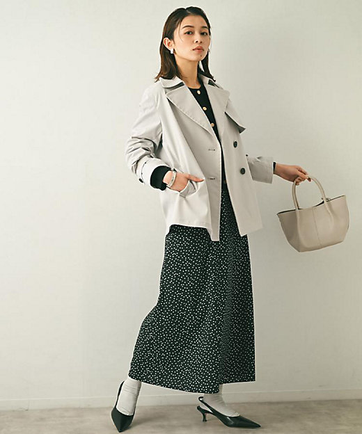 はっ水／洗える／セレモニーにも】タスランショートトレンチコート