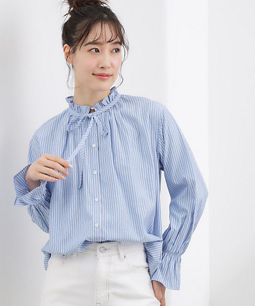フリルカラーリボンブラウス（2002596279） | GROVE (Women