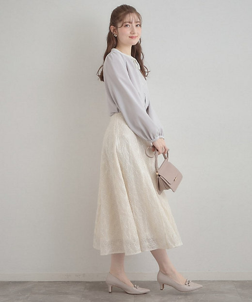 洗える・ハレの日・通勤】配色 細リボンタイ ブラウス