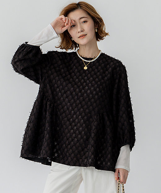 洗える】シアーカットジャカード ブラウス（BLWOGM0314
