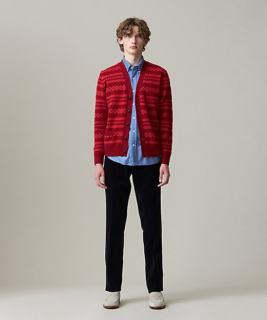 Cash Lamb's Wool】フェアアイルカーディガンニット