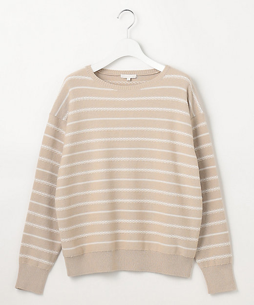 ベーシック・着回し抜群】コットンポリミドルゲージボーダー ニット