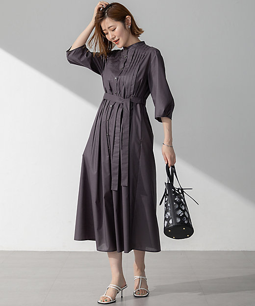 洗える】ラスターローン フロントタック ワンピース