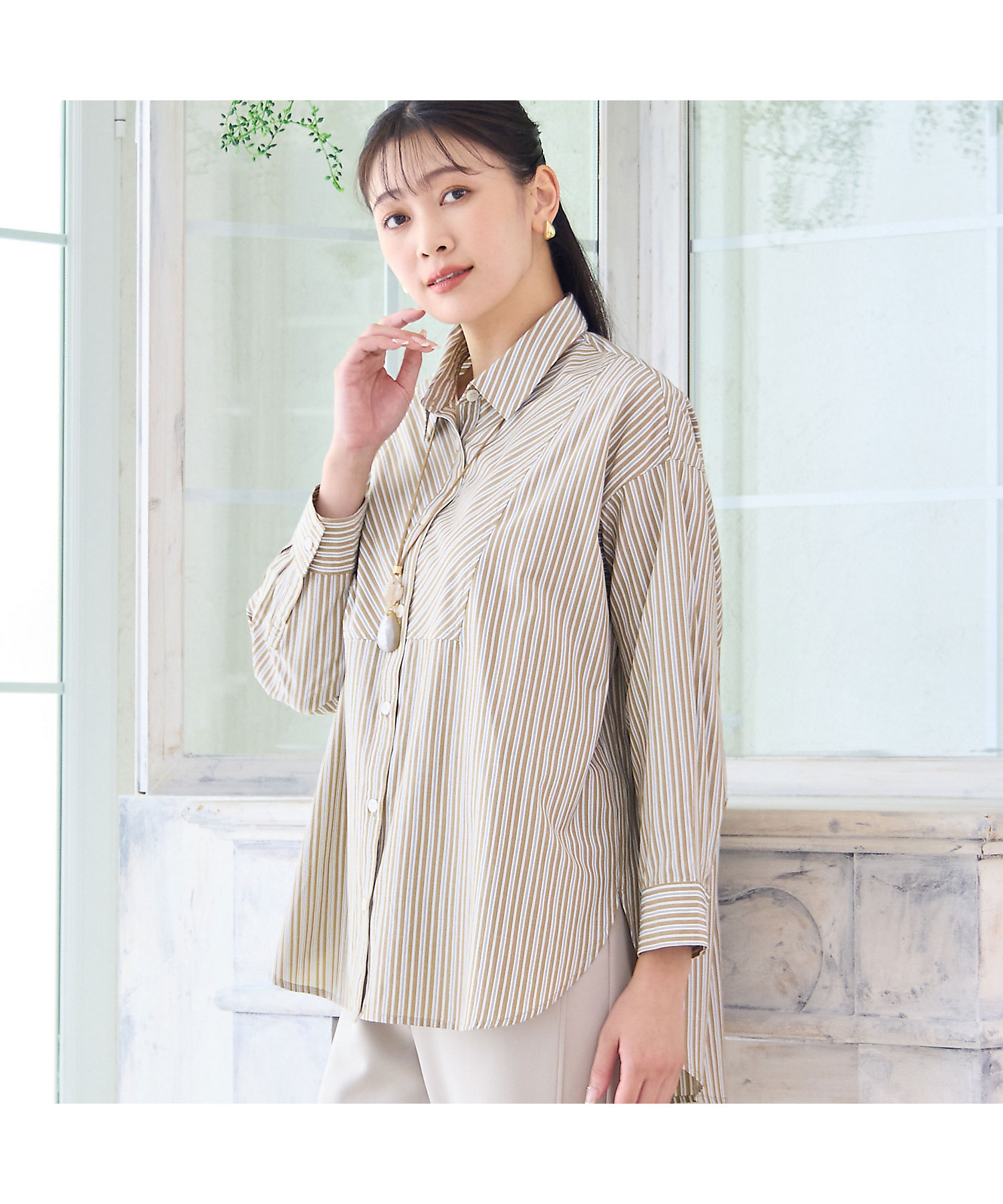 洗える】カラーストライプシャツ（21035517） | MISSEL