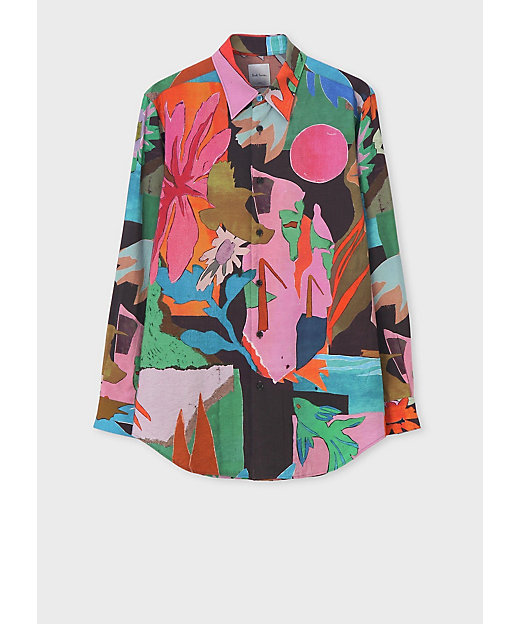 River Collage” プリント 長袖シャツ