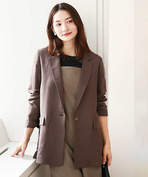 リネン混テーラードジャケット／洗える | MK MICHEL KLEIN (Women