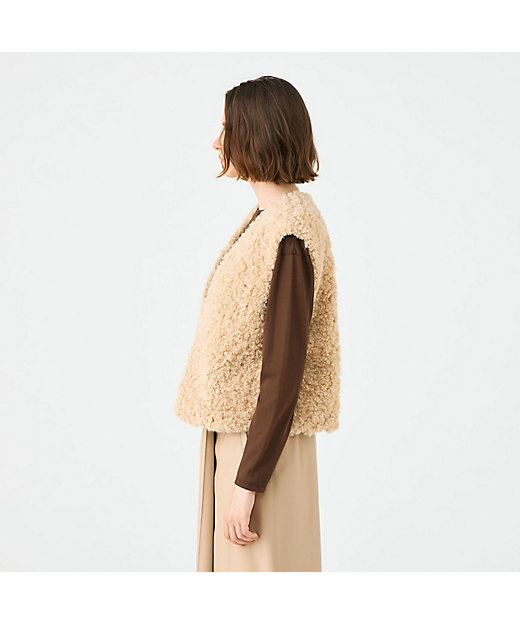 ミックスファー Vネックベスト | maison TOMORROWLAND/メゾン