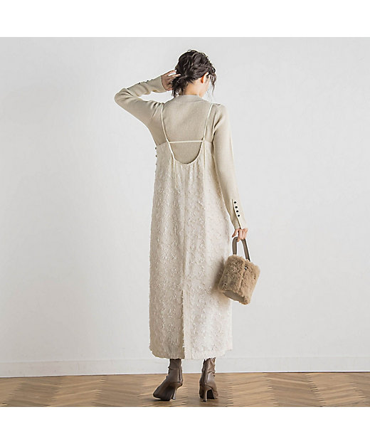 ハウンドトゥースカットジャガードワンピース≪洗濯機で洗える