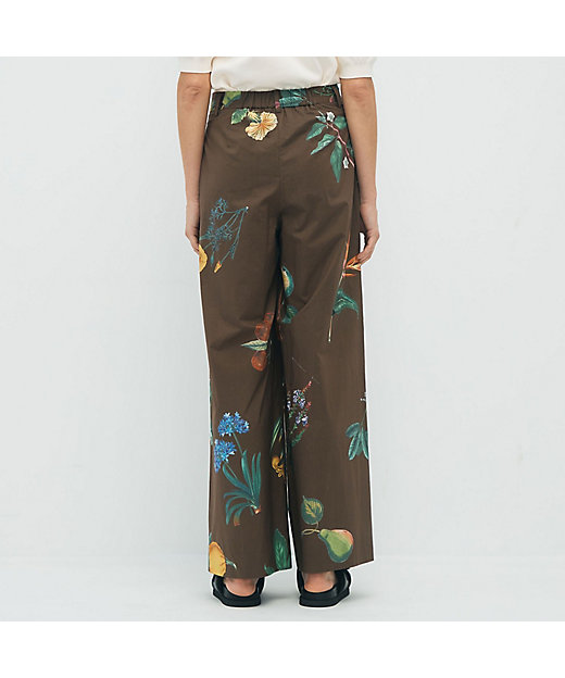 コットン Green Showerプリント 2タックワイドパンツ