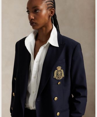 ダブルブレステッド クレスト ブレザー