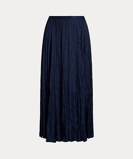 クリンクルド サテン Aライン スカート