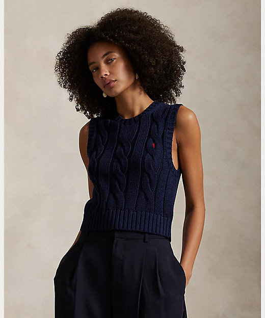 ケーブルニット コットン クロップド ベスト | POLO RALPH LAUREN