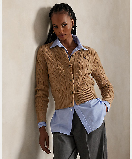 ケーブルニット ウールカシミヤ カーディガン