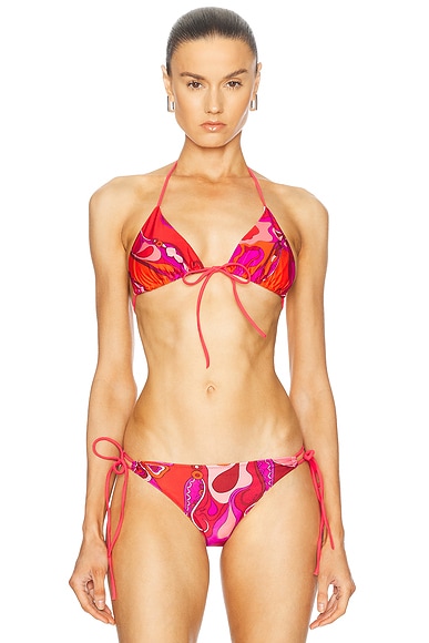 Emilio Pucci Bikini Top in Rosso & Fuxia | FWRD