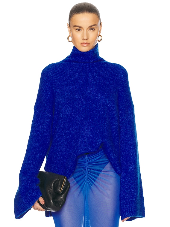 Lapointe Alpaca Silk Oversized Turtleneck Sweater in Electric Blue