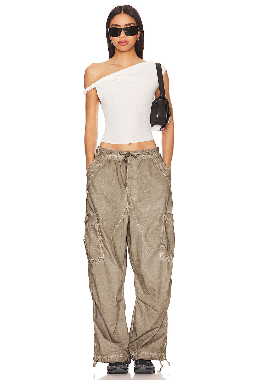 Jaded London Oil Wash Parachute Pants in Beige | REVOLVE