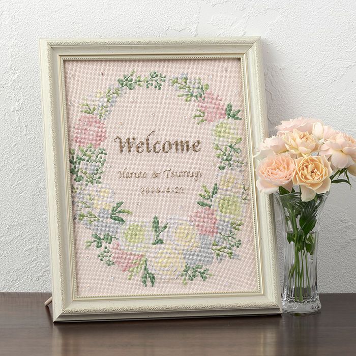 クロスステッチフレーム＜Happy welcome＞ | リバティ 生地、編み物