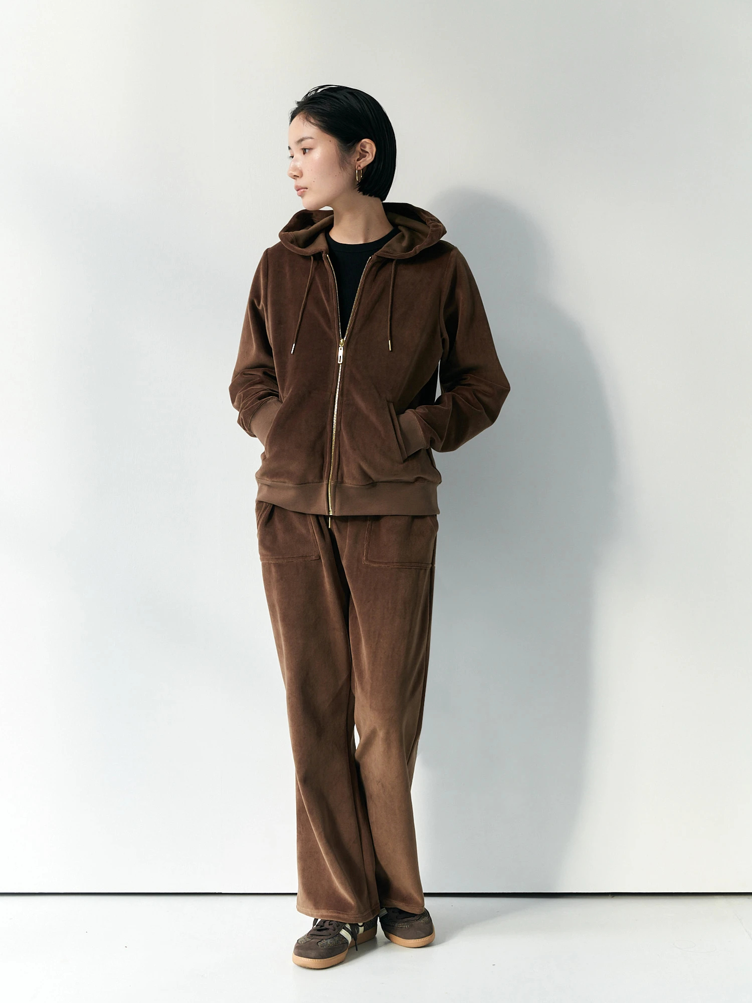 ベロアラウンジパーカー【セットアップ対応】 / Brown&Street