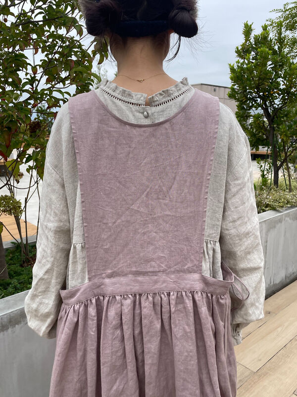 立川店/EC限定】リネンレイヤード2WAYエプロンワンピース（オフ
