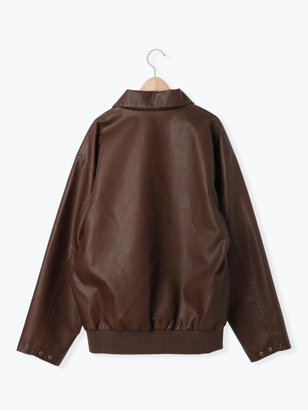 セール】 フェイクレザーブルゾン（ブラック/ブラウン/アウター
