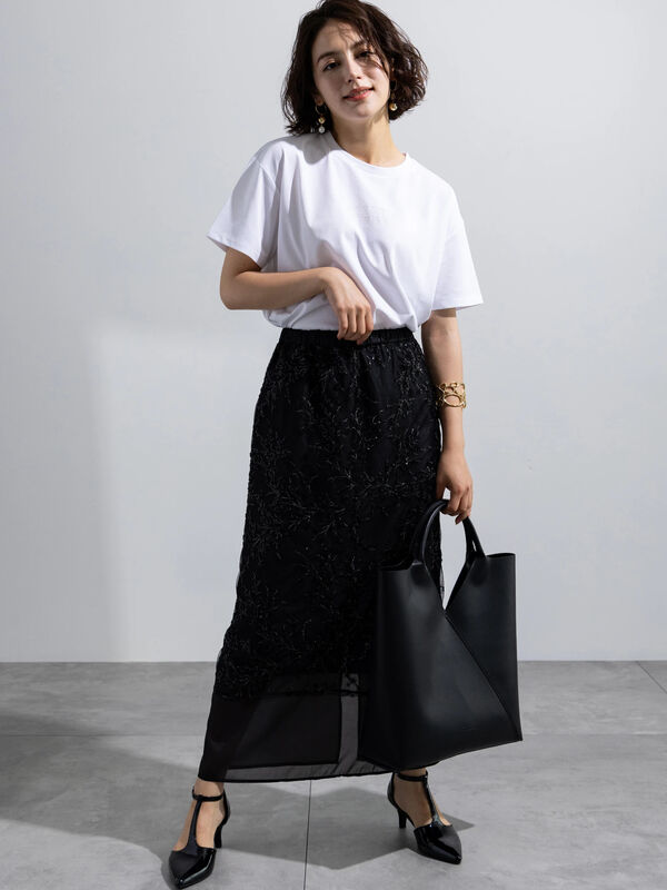 スパンコール刺繍ロングナロースカート（ボトムス/スカート）【セール