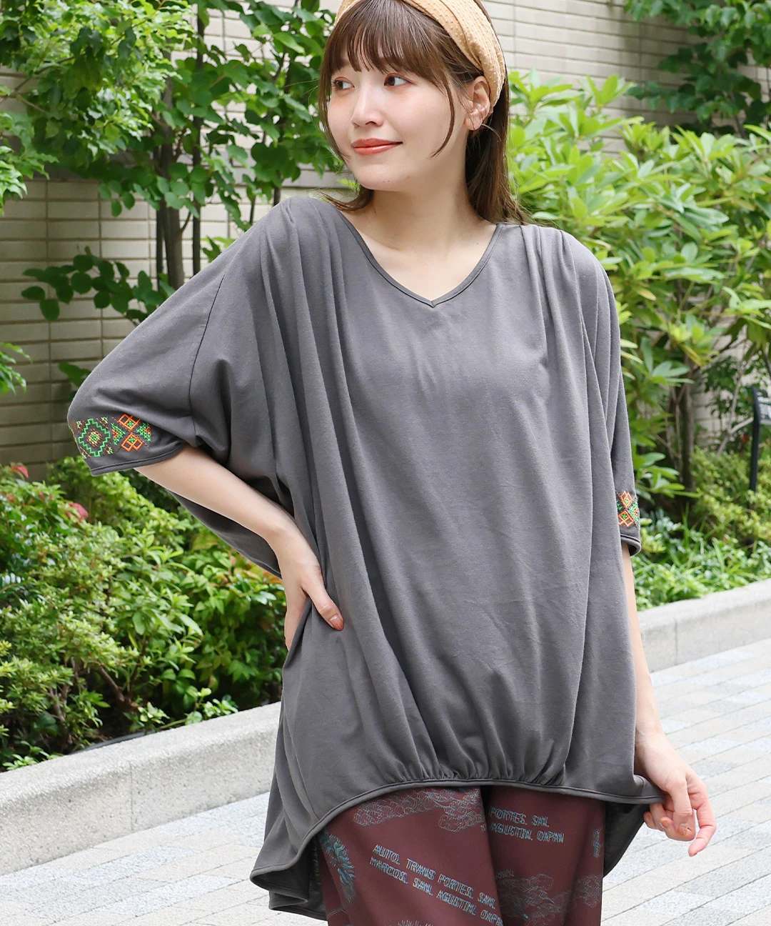 クロスミックス刺繍ドルマンチュニック 【3月2日(月)15時までの限定