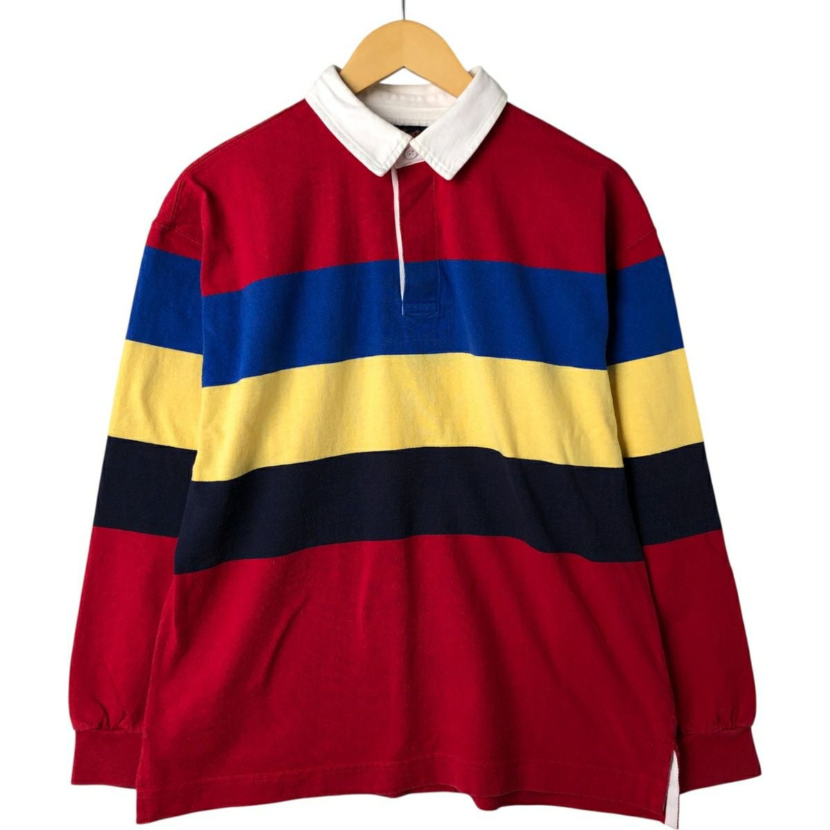 古着 90年代 ランズエンド LANDS END ボーダー柄 長袖 ラガーシャツ