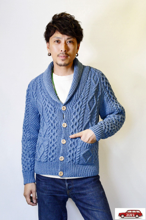 INVERALLAN」 6A SHAWL COLLER CARDIGAN COTTON インバーアラン