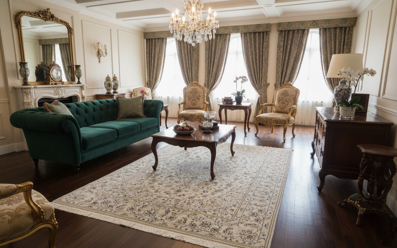 Y3176 高級ペルシャ絨毯 イラン ナイン産 ウール 手織り 大判 3m越え