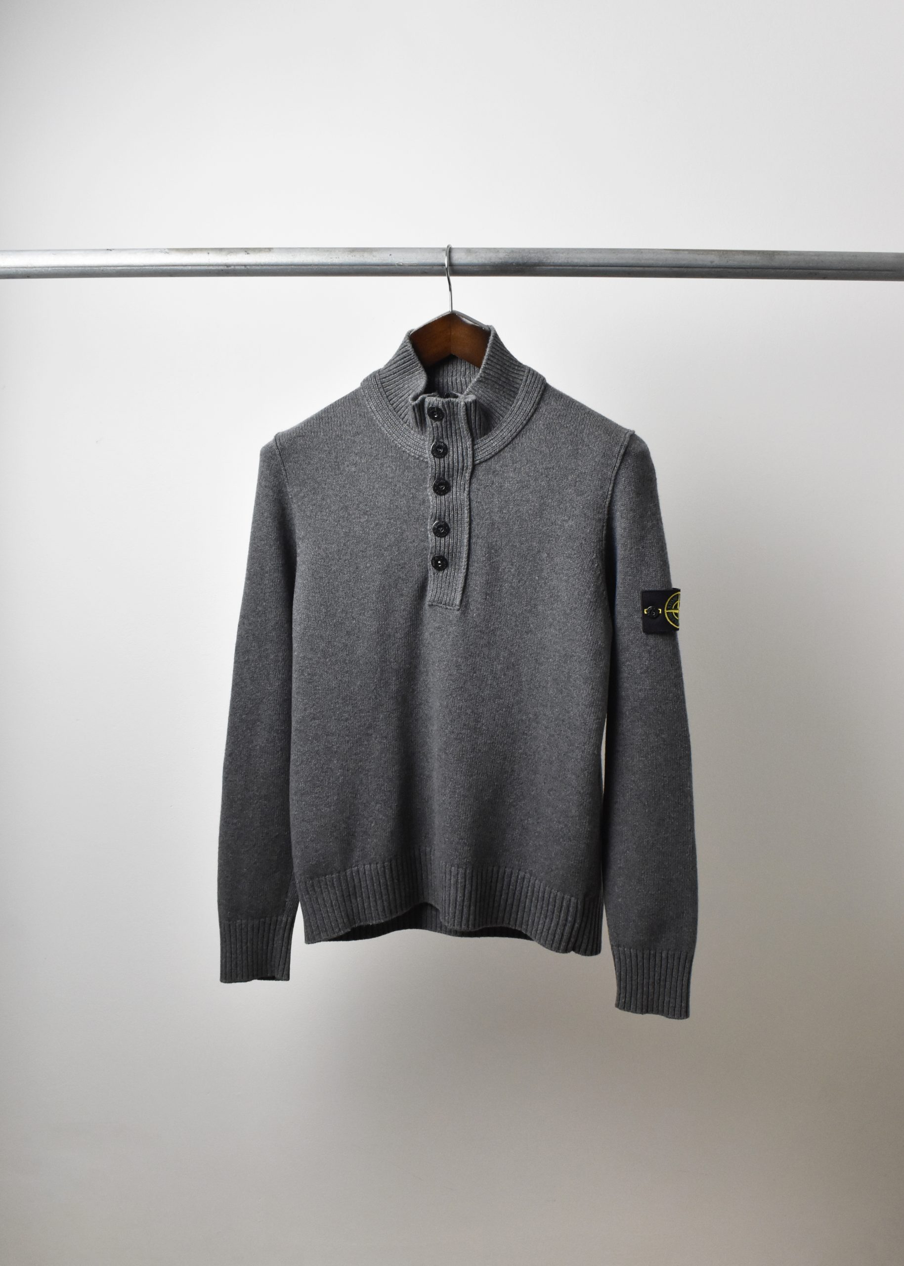 STONE ISLAND AW16 MELANGE WOOL QUARTER ZIP KNIT (M) - Jazzy Badger