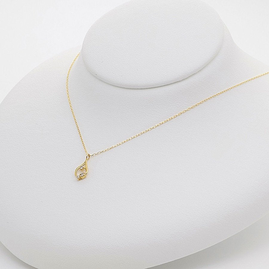 K10 イエローゴールド ダイヤモンド しずく ネックレス