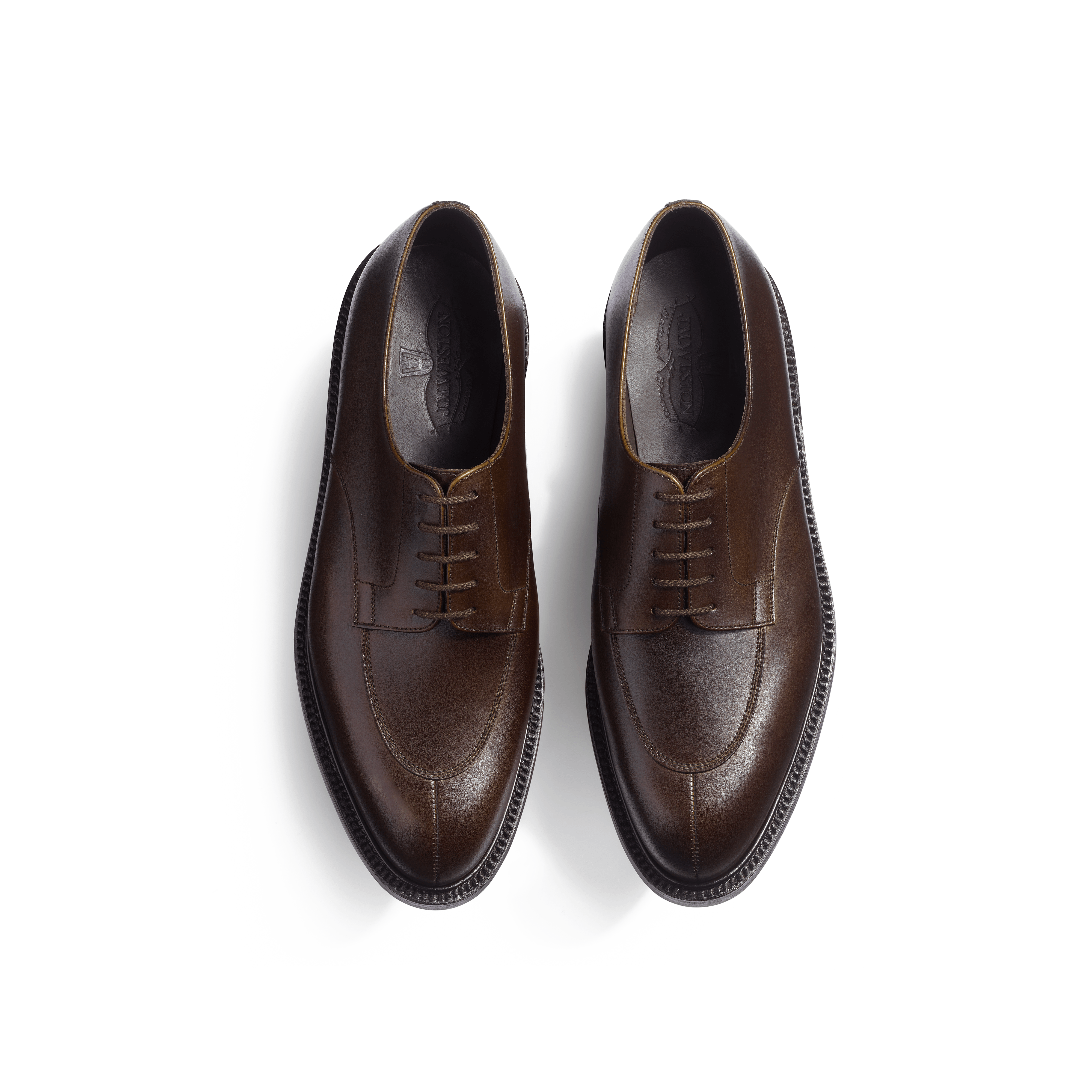 Men's Brown Leather Half-Hunt Derby in Brown soft calfskin with