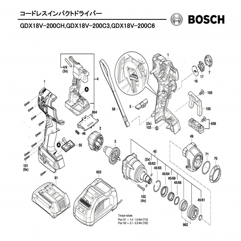 1600A011PN 部品 コードレスインパクトドライバー GDX18V-200Cシリーズ