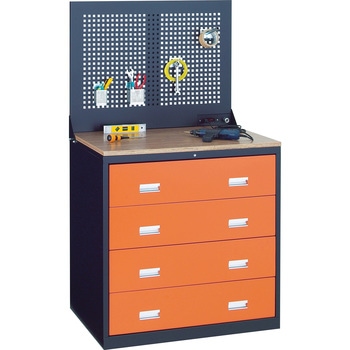 TWK903WP スリーロックキャビネット(3段引出)天板・パンチングパネル付