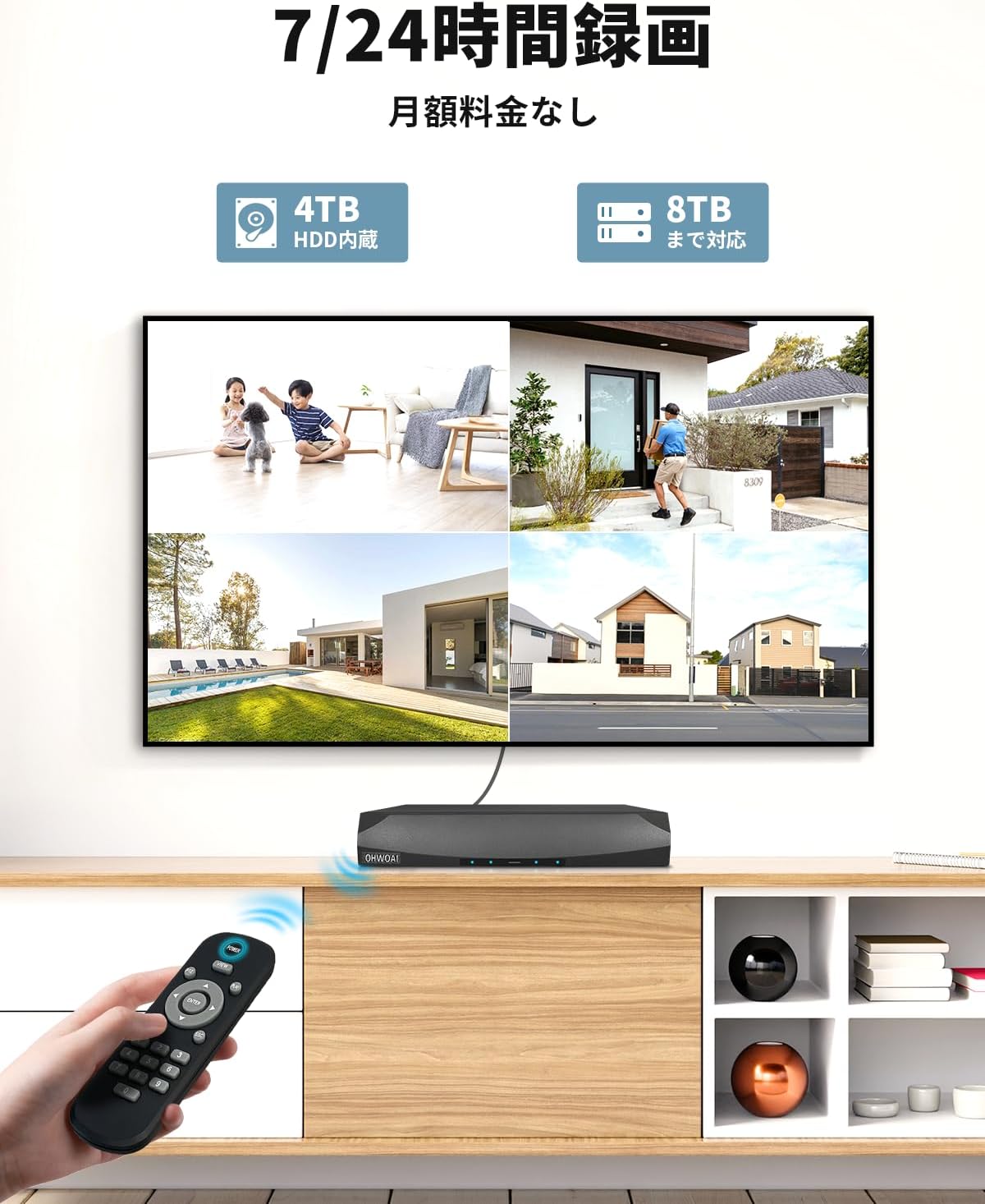 800万画素・双方向通話】 800万超高画素POE防犯カメラセット 電源工事