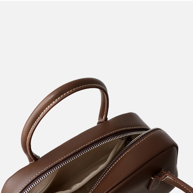 新入荷 ブラウン レザー ボストンバッグ 2Way ショルダー バッグ