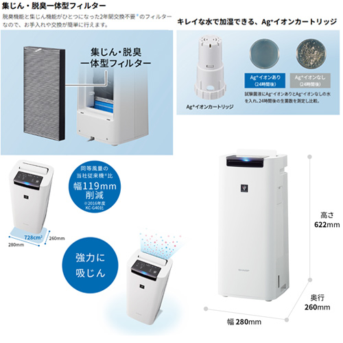 KI-RS40-W｜シャープ｜【台数限定】【SALE】加湿空気清浄機[据置型