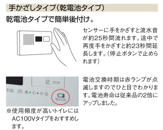 YES400DR｜TOTOトイレ用擬音装置[音姫][露出タイプ]