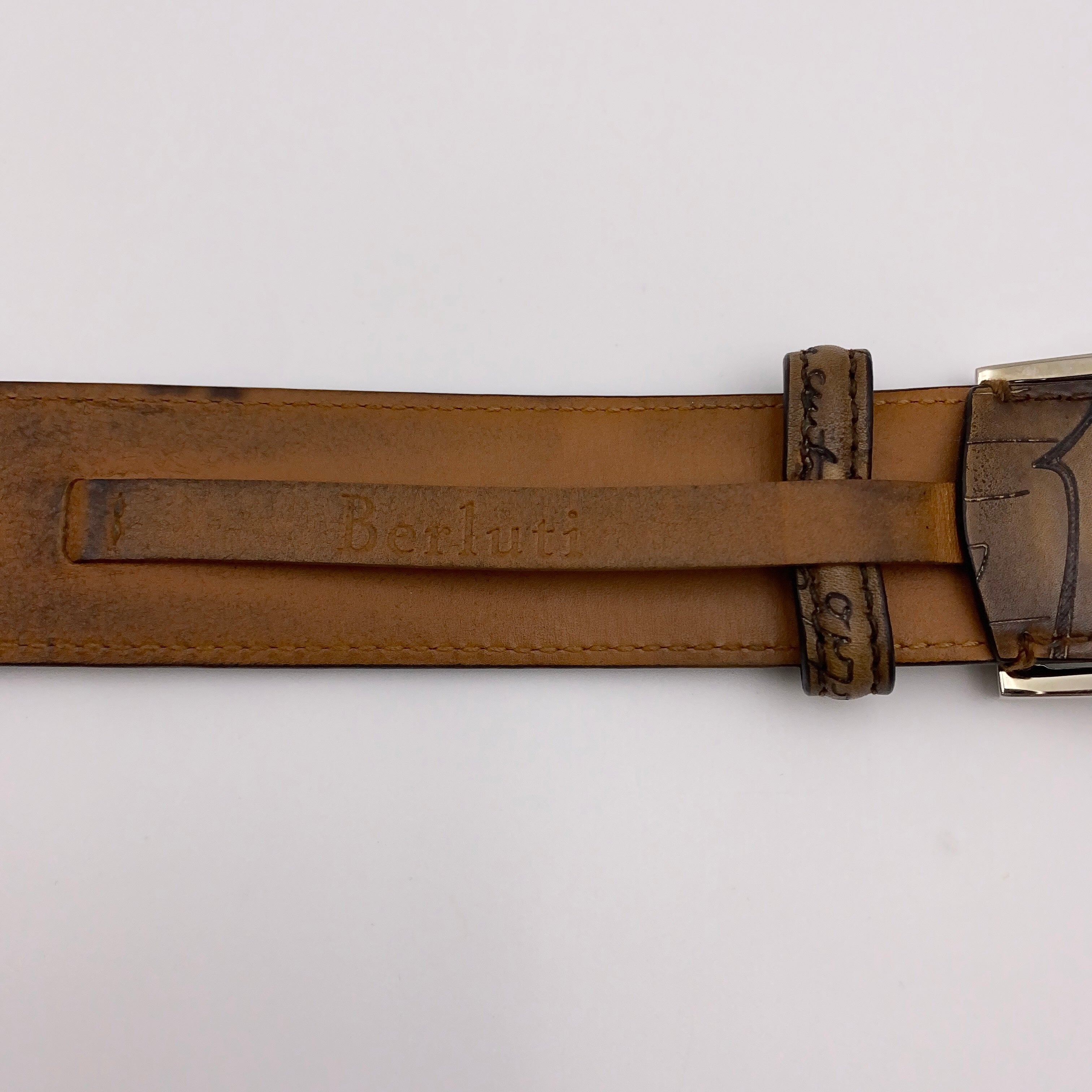 送料無料】 Berluti（ベルルッティ）クラシックレザーベルト35㎜中古品
