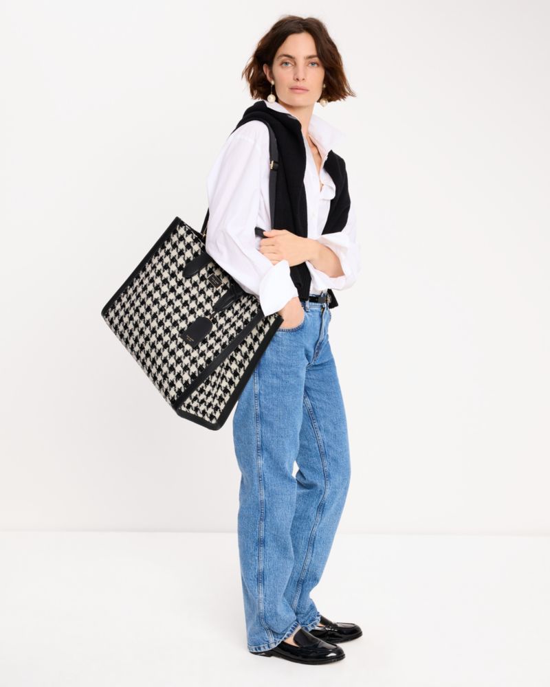 マンハッタン ハウンドトゥース ツイード ラージ トート | トート