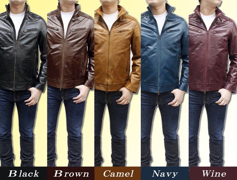 水牛革 スタンドカラージャケット メンズ ブラック/ブラウン/キャメル