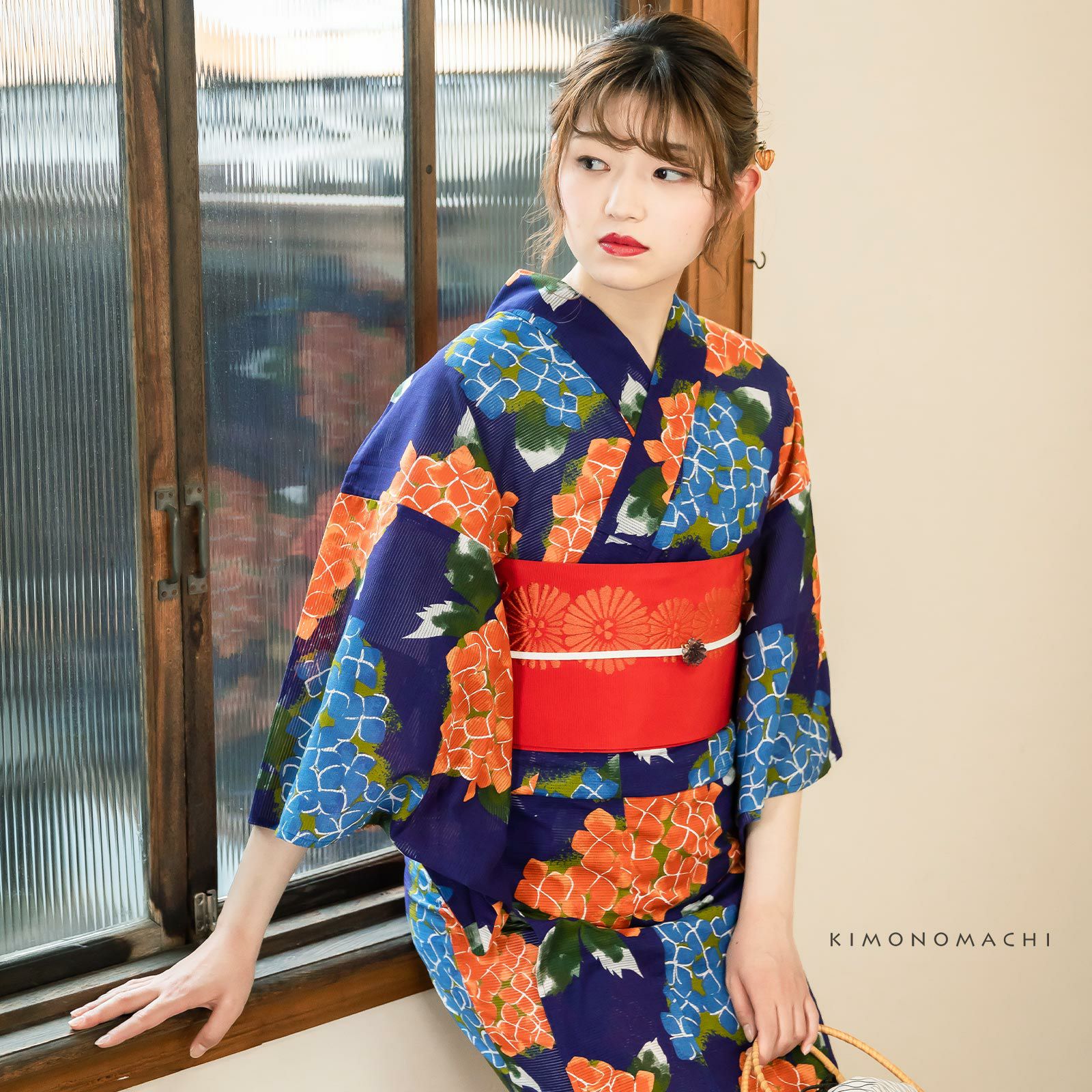 m*i様 AK-7968 夏浴衣 浴衣 裄66.5 注染 コーマ地 紫陽花 盛夏 m*i様