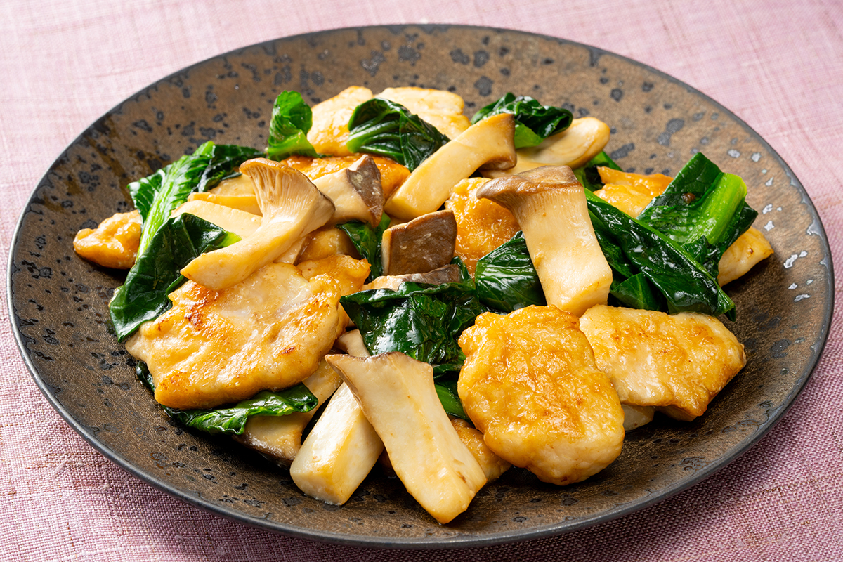 エリンギとささみのマヨ醤油炒め - なかの きのこレシピ