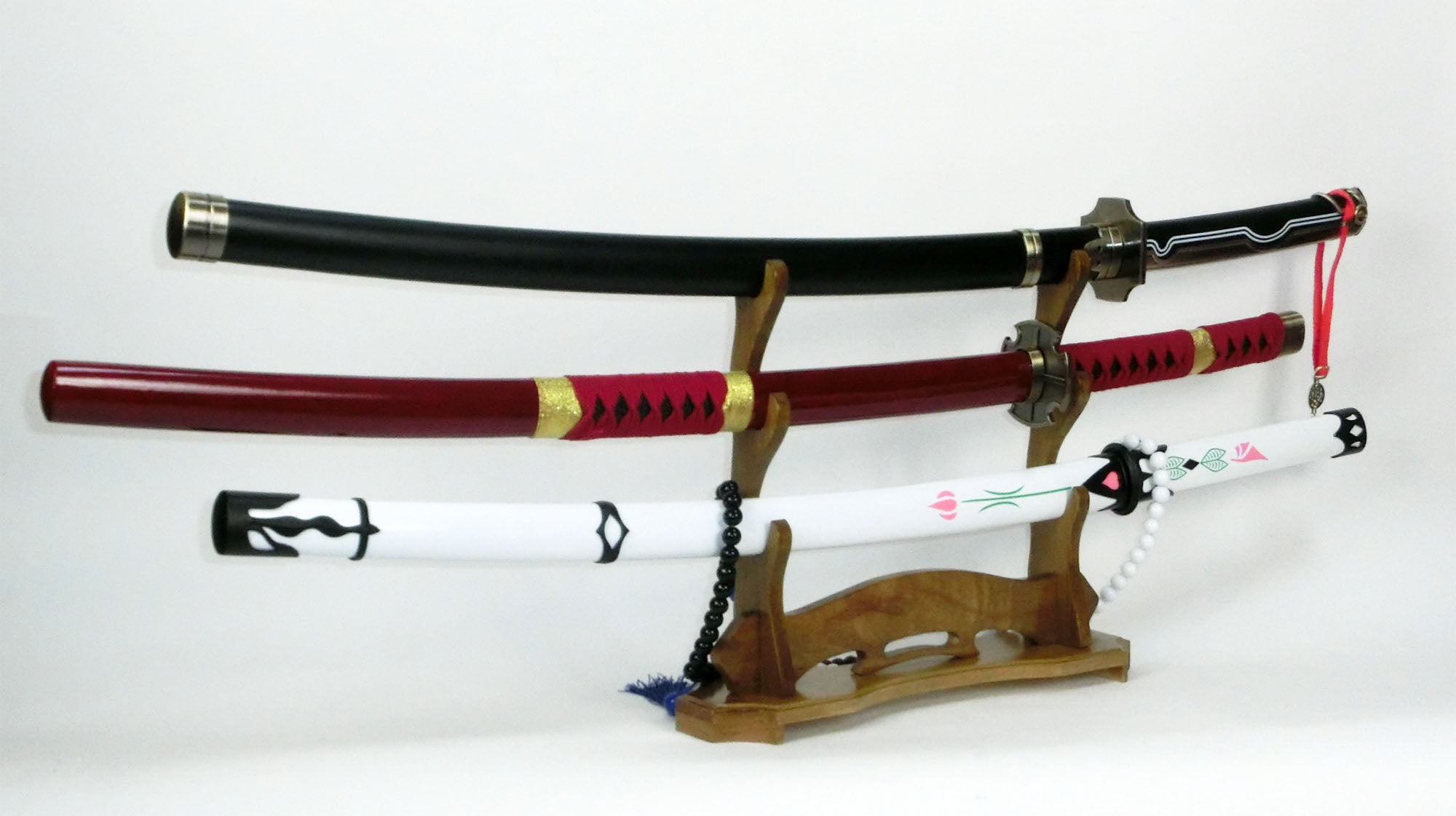 刀掛け 3本掛け 3段 刀スタンド 台座付き 無垢材 刀掛台 原木 刀置き