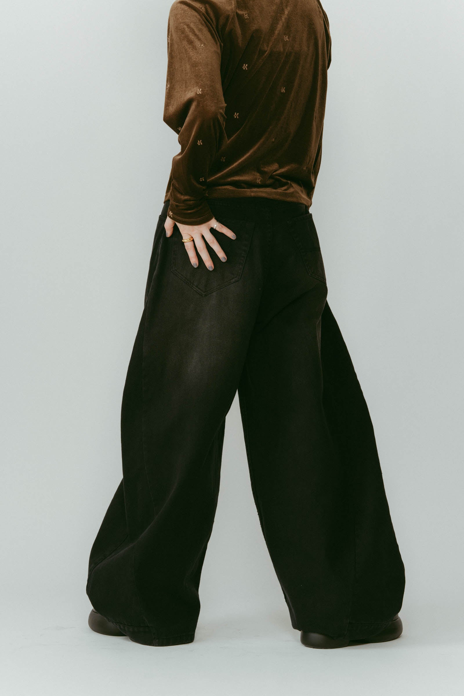 shirt wrap denim pants/black | KNUTH MARF