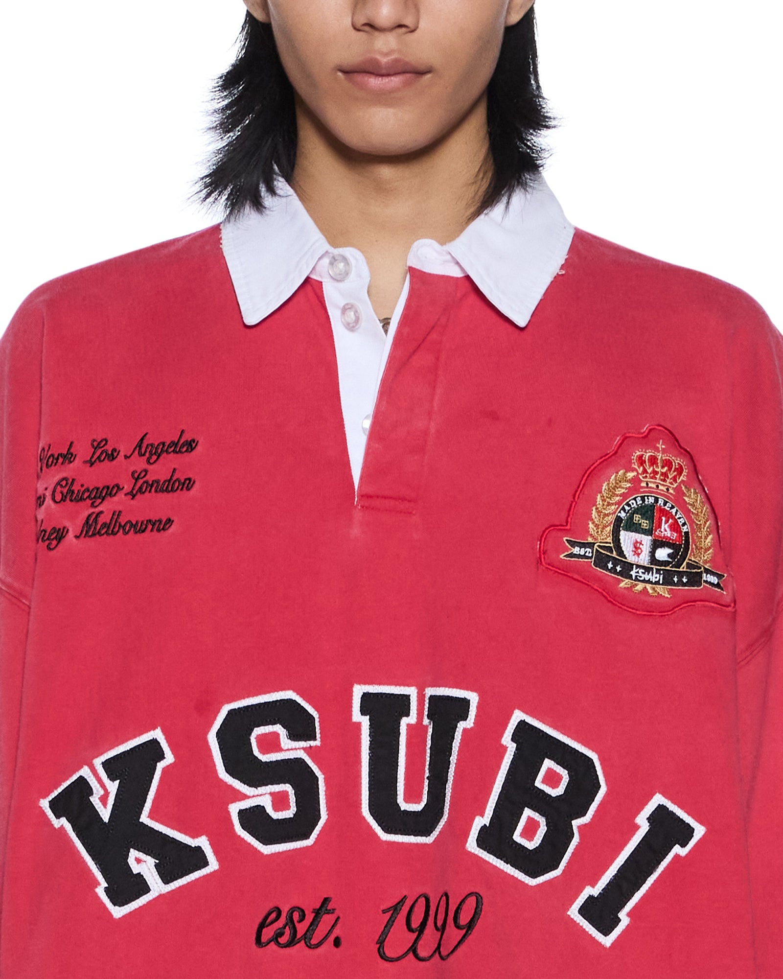Mens Duke Rugby Ls Jersey Red Fashion Tops | Ksubi ++